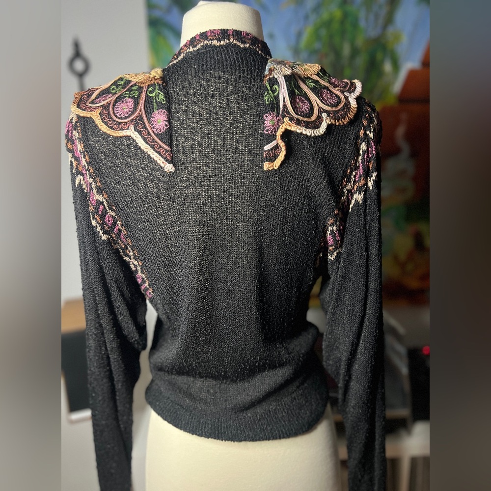 Incredible BOUCLE SWEATER Vtg 80/90s JoAnn Bryant Exclusive Designs wearable art - Picture 6 of 12